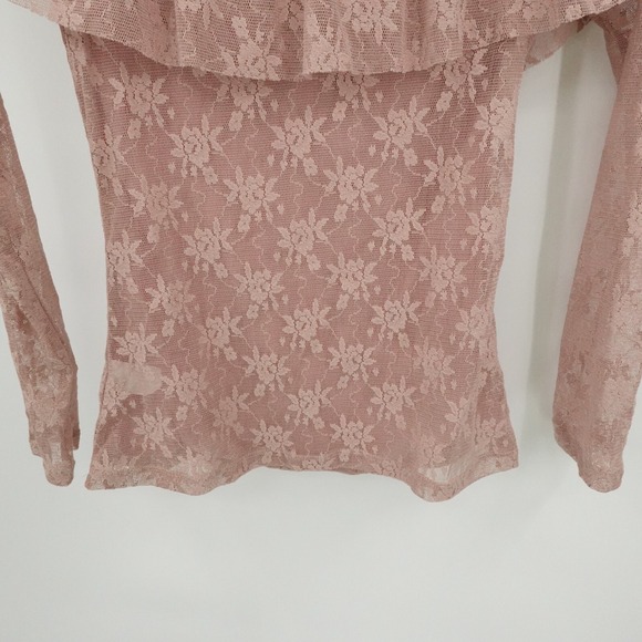 BKE Top Womens XS Pink Boutique Lace Ruffle Romantic Festival Buckle Goth - Picture 9 of 12